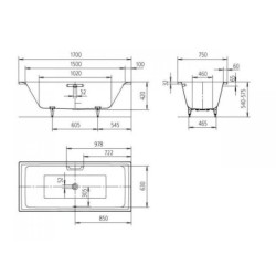 Kaldewei Ambiente - Baignoire rectangulaire Puro Duo 663, 1700x750 mm, blanc 266334010001