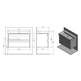 Sapho Nirona - Meuble-vasque 820x515x430 mm, blanc NR085-3030