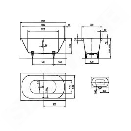 Kaldewei Ambiente - Baignoire rectangulaire Classic Duo 105, 1700x700 mm, antidérapante, blanche 290530000001