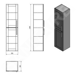 Sapho Amia - Armoire haute 350x1380x300 mm, chêne Collingwood AM020-1919