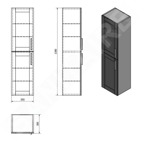 Sapho Amia - Armoire haute 350x1380x300 mm, chêne Collingwood AM020-1919