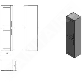 Sapho Amia - Armoire haute 350x1400x300 mm, chêne Texas AM020-2020