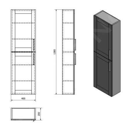 Sapho Amia - Armoire haute 400x1380x200 mm, chêne Texas AM030-2020