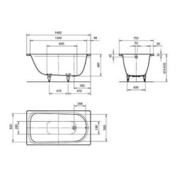 Kaldewei Advantage - Baignoire rectangulaire Saniform Plus 366, 1400x750 mm, antidérapante, blanche 113730000001