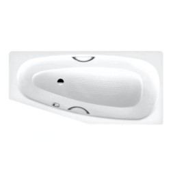 Kaldewei Advantage - Baignoire asymétrique Mini Star gauche 833, 1570x750/500 mm, avec trous pour poignées, antidérapant sur