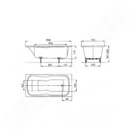 Kaldewei Ambiente - Baignoire rectangulaire Dyna Set 624, 1500x750 mm, antidérapante, blanche 226630000001