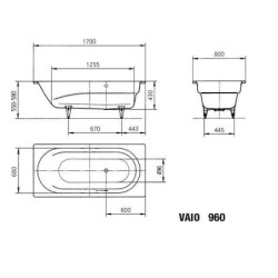 Kaldewei Ambiente - Baignoire Vaio 960, 1700x800 mm, blanc 234000010001