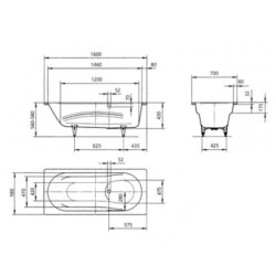 Kaldewei Ambiente - Baignoire rectangulaire Vaio Set 956, 1600x700 mm, antidérapante, blanche 233630000001