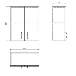 Aqualine Simplex Eco - Armoire supérieure 600x600x238 mm, 2 portes, blanc SIME535