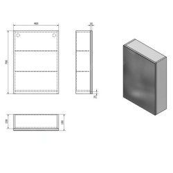 Aqualine Vega - Galerie 400x700x180 mm, 1 porte, charnières à gauche, blanc VG040
