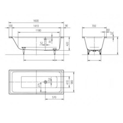 Kaldewei Ambiente - Baignoire Puro 684, 1600x700 mm, blanc 258400010001