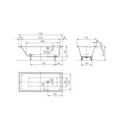 Kaldewei Ambiente - Baignoire Puro 656, 1700x750 mm, blanc 256634010001