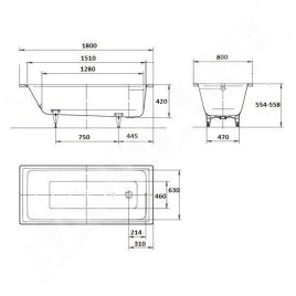 Kaldewei Ambiente - Baignoire Puro 653, 1800x800 mm, antidérapante, blanche 256330000001