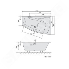 Polysan Baignoires - Baignoire EVIA 170 R, 1700 x 1000 x 470 mm, blanc 22611
