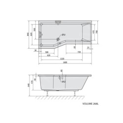 Polysan Baignoires - Baignoire asymétrique VERSYS L, 1600 x 840 x 470 mm, gauche, blanc 14611