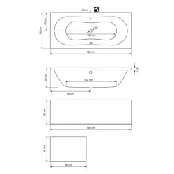 Aqualine Baignoires - Baignoire JIZERA, 1800x800x390 mm, blanc G1880