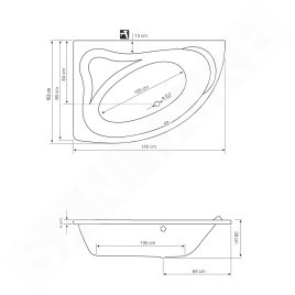 Aqualine Baignoires - Baignoire Orava 1480x900x380 mm, gauche, blanc G1590