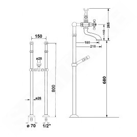 Sapho Reitano Rubinetteria Antea - Raccordement pour installation de mitigeur au sol, 2 pièces, chrome 9841