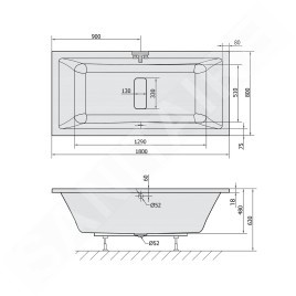 Polysan Baignoires - Baignoire Marlene Slim, 1800 x 800 x 480 mm, blanc 72034S