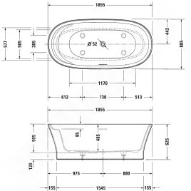 Duravit Cape Cod - Baignoire îlot, 1855x855 mm, blanc 700330000000000