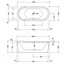 Duravit Starck - Baignoire îlot, 1800x800 mm, avec panneau, blanc 700010000000000