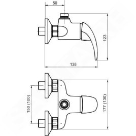Novaservis Metalia 55 - Robinetterie de douche murale avec sortie supérieure, chrome 55062/1,0