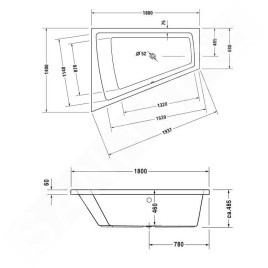 Duravit Paiova - Baignoire asymétrique, 1800x1400 mm, gauche, blanc 700216000000000