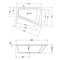 Duravit Paiova - Baignoire asymétrique, 1800x1400 mm, droite, blanc 700217000000000