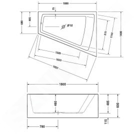 Duravit Paiova - Baignoire asymétrique, 1800x1400 mm, avec panneau, droite, blanc 700269000000000
