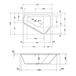 Duravit Paiova 5 - Baignoire asymétrique, 1770x1300 mm, droite, blanc 700391000000000