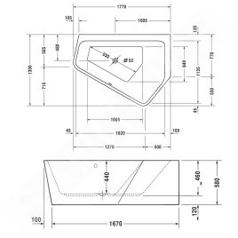 Duravit Paiova 5 - Baignoire asymétrique, 1770x1300 mm, avec panneau, droite, blanc 700395000000000