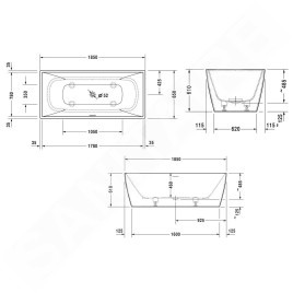 Duravit DuraSquare - Baignoire îlot, 1850x850 mm, DuraSolid, ClickClack, blanc 700430000000000
