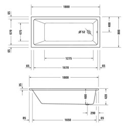 Duravit Duravit No.1 - Baignoire 1800x800 mm, blanc 700491000000000