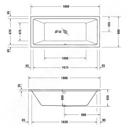 Duravit Duravit No.1 - Baignoire 1800x800 mm, blanc 700492000000000