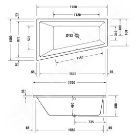 Duravit Duravit No.1 - Baignoire asymétrique 1700x1000 mm, gauche, blanc 700508000000000