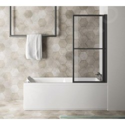 Polysan Kagera - Paroi de baignoire pneumatique 710 mm, noir mat/verre clair 30336B