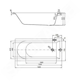 Cersanit City - Baignoire 160 x 75 cm, pieds inclus, blanc S301-335