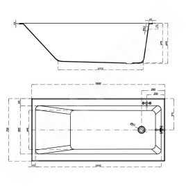 Cersanit Crea - Baignoire 160 x 75 cm, pieds inclus, blanc S301-225