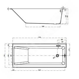 Cersanit Crea - Baignoire 170 x 75 cm, pieds inclus, blanc S301-226