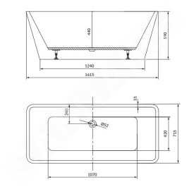 Cersanit Crea - Baignoire en îlot, 162x72 cm, pieds inclus, blanc S301-299