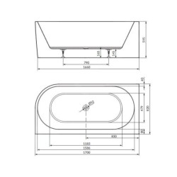 Cersanit Crea - Baignoire 170x82 cm, pieds compris, gauche, blanc S301-329