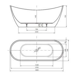 Cersanit Zen - Baignoire en îlot, 182x71 cm, pieds inclus, blanc S301-331