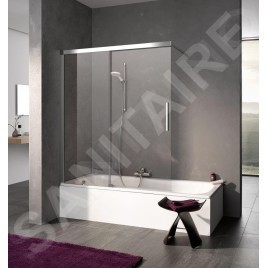 Kermi NICA - Paroi de baignoire H2L, en deux parties, 100x150 cm, gauche, argent brillant/verre transparent NIH2L10015VPK