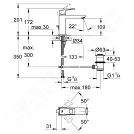 Grohe Eurocube - Mitigeur de lavabo avec garniture de vidage, chrome 23445000