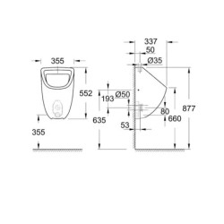 Grohe Bau Ceramic - Urinoir, 337 x 355 mm, blanc alpin 39439000