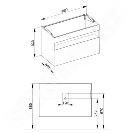 Keuco Stageline - Meuble sous lavabo, 1000x625x490 mm, blanc 32872300000