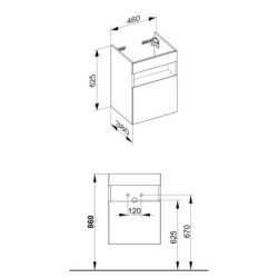 Keuco Stageline - Meuble sous lavabo, 460x625x380 mm, 1 porte, charnière à gauche, blanc 32822300001