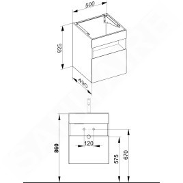 Keuco Stageline - Meuble sous lavabo, 500x625x490 mm, blanc 32842300000