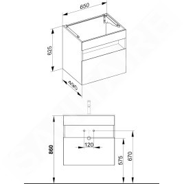 Keuco Stageline - Meuble sous lavabo, 650x625x490 mm, blanc 32852300000