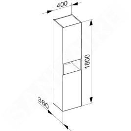 Keuco Stageline - Armoire haute, 400x1800x360 mm, 2 portes, charnières à gauche, avec éclairage, blanc 32831300101